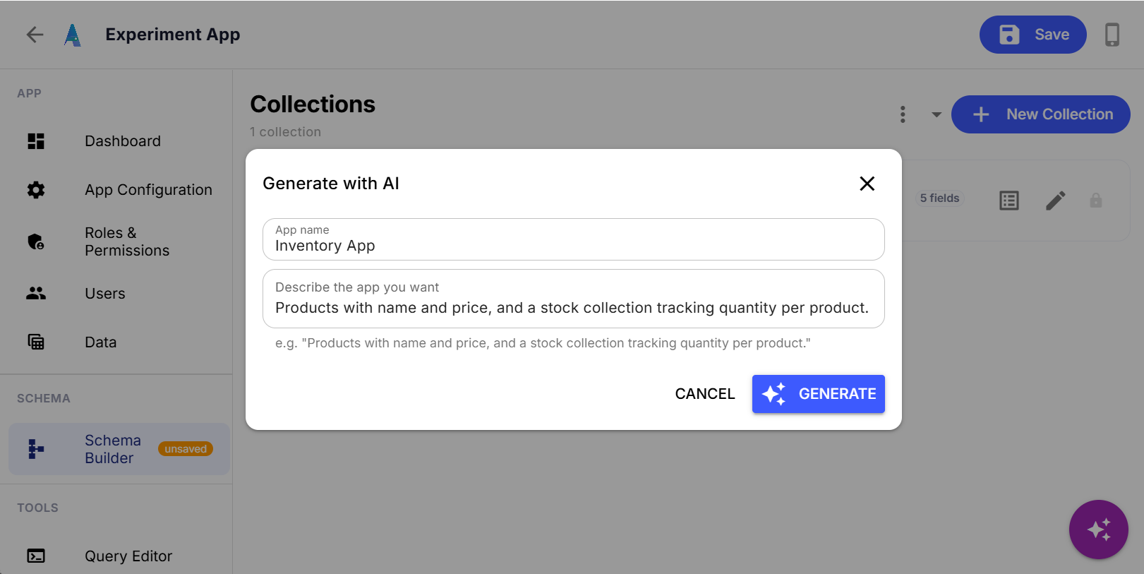 A plain-language description flowing into structured data collections